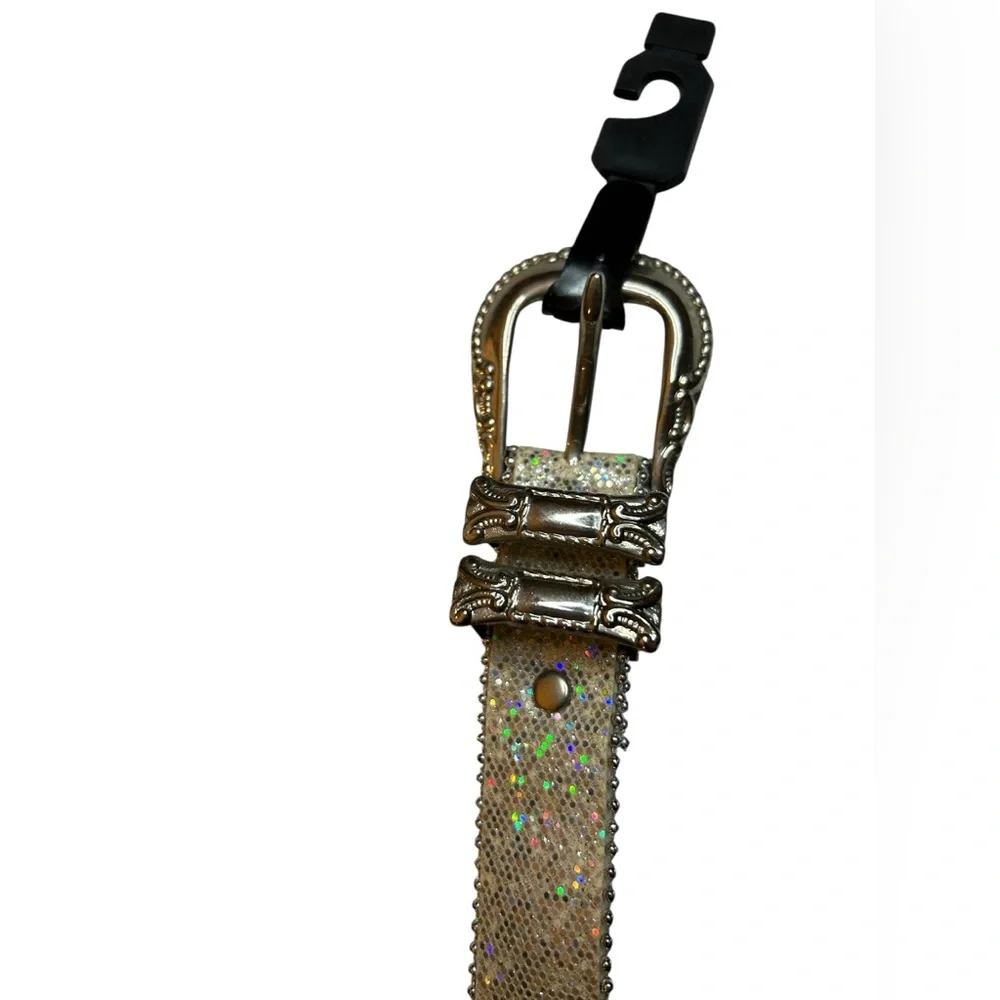 Y2K Silver Rhinestone Western Belt Millennial Diva 2000s Low Rise Glam McBling S